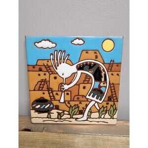 1999 Art Tile Earthtones Kokopelli Southwestern Hohokam Flute Player 4718A 6”